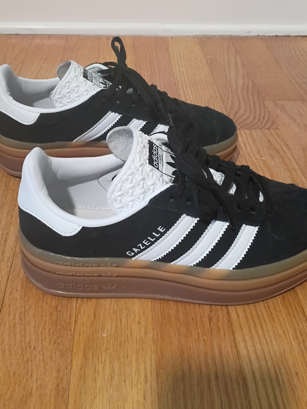 Adidas Gazelle Bold Suede Sneakers In Core Black / Cloud White